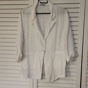Chic White Blazer by Max Mara 100% Linen